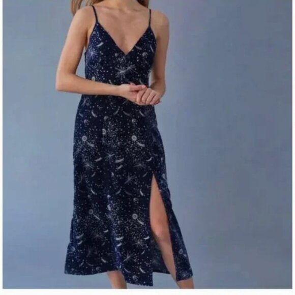 ⭐️ Roof Tops Peasant Boho Hipster Minimal Modern Art Sky Hippie Moon Star Dress - Picture 2 of 6